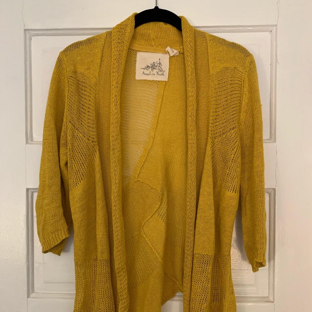 Anthropologie Angel of the North linen cardigan
